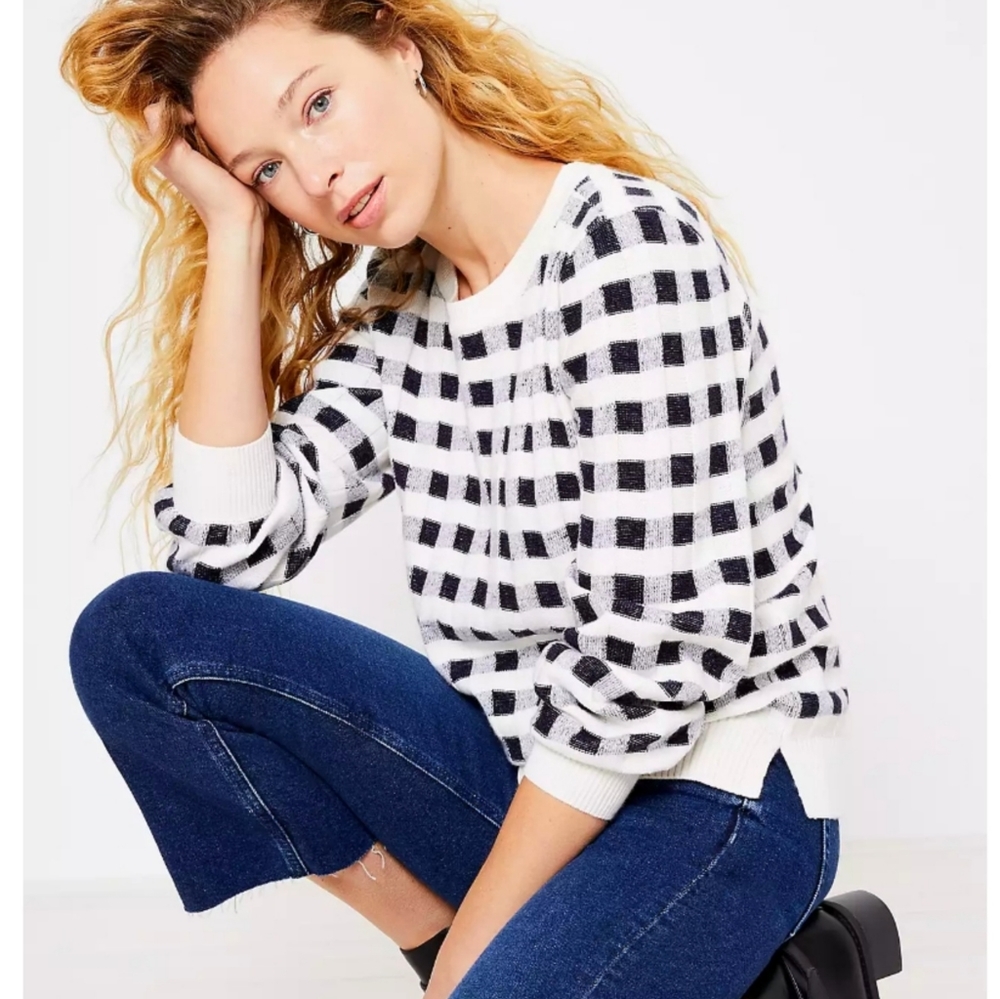 Loft Petite Gingham Sweater